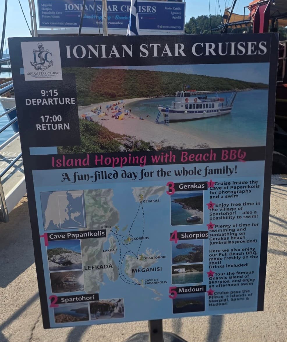 Ionian Star on the way to cave papanikolis for swimming